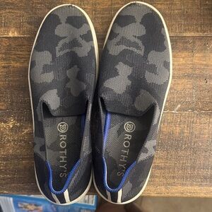 Rothy's Black and Gray Camouflage Loafers